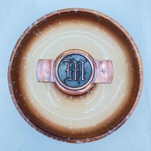 Roseville Pottery Ashtray The Hyde Park No. 1950 9in Brown Monogram M Vintage